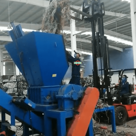 forklift loading cable wire granulator machine
