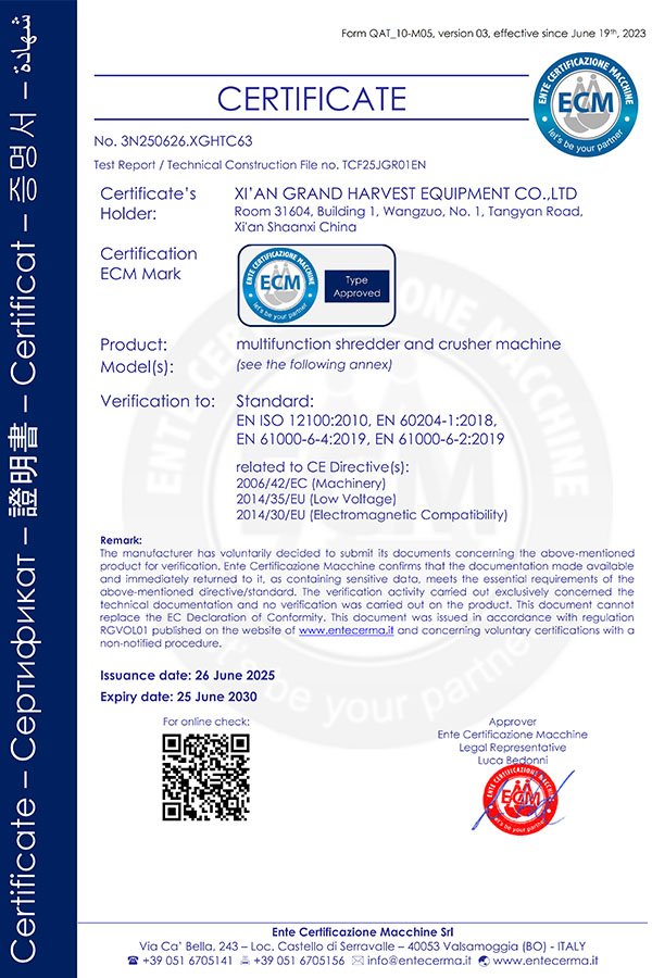 CE for shredder and crusher 1