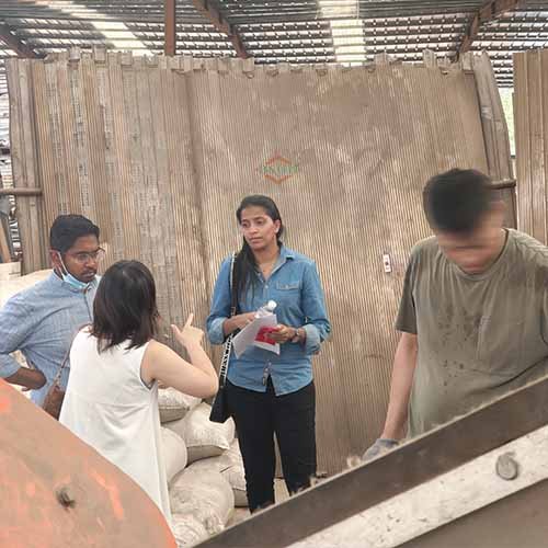 Malaysia client visit our ac radiator crush and separate line factory