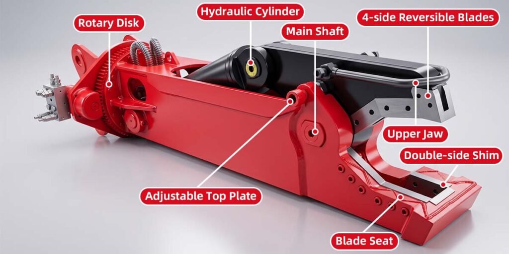 metal shearing machine with 260mm opening jaw structure