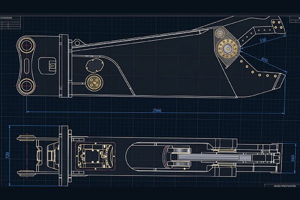 professional drawing about excavator metal shear from bsgh manufacturer