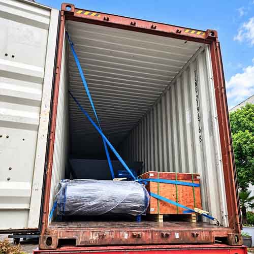 ms-d2000 metal shredder loading into high-cube container